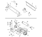 GE DVLR223EG5WW backsplash, blower & motor assembly diagram