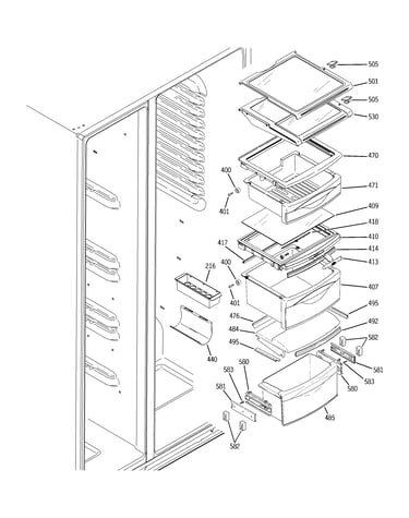 Fresh food shelves