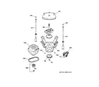 GE WJSR2070B9WW suspension, pump & drive components diagram