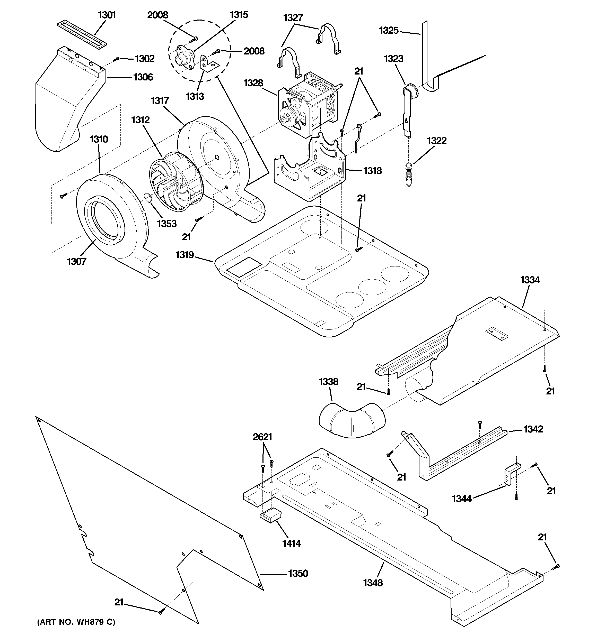 Motor, blower & belt