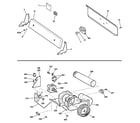GE DVLR223GG5WW backsplash, blower & motor assembly diagram