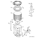 GE GCSR2090H3WW tub, basket & agitator diagram