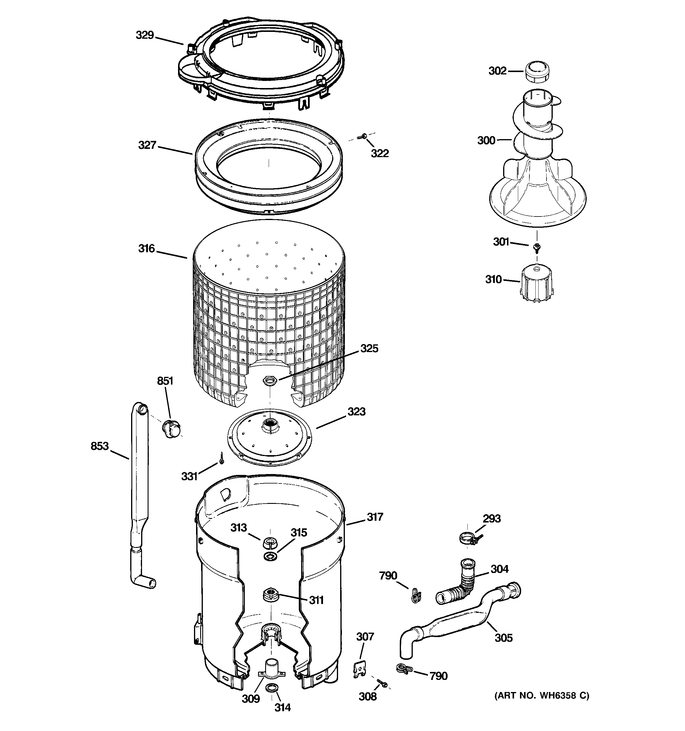 Tub, basket & agitator