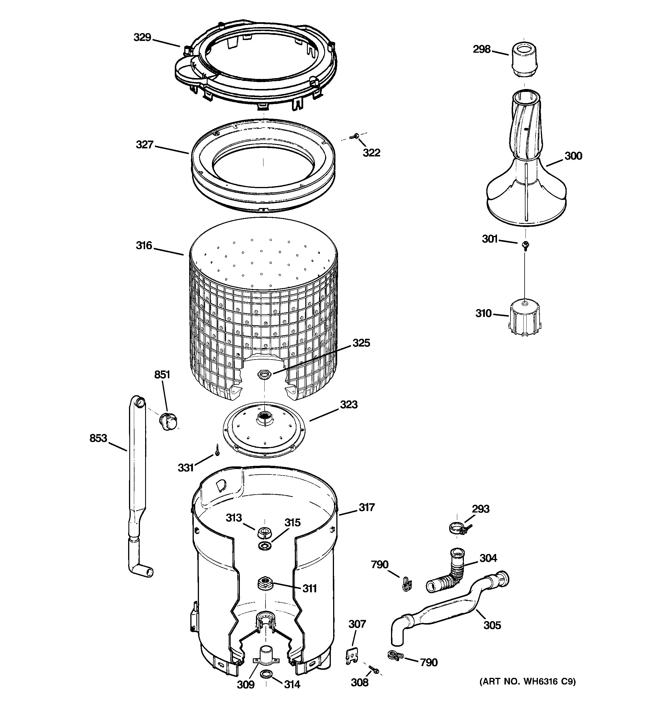 Tub, basket & agitator