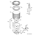 Hotpoint VLSR1090G5WW tub, basket & agitator diagram