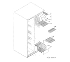 GE GCE23LBWHFWW freezer shelves diagram