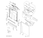 GE GLD4900P00WW escutcheon & door assembly diagram