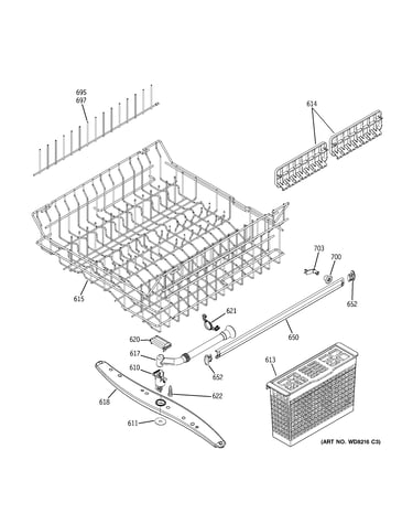 Upper rack assembly