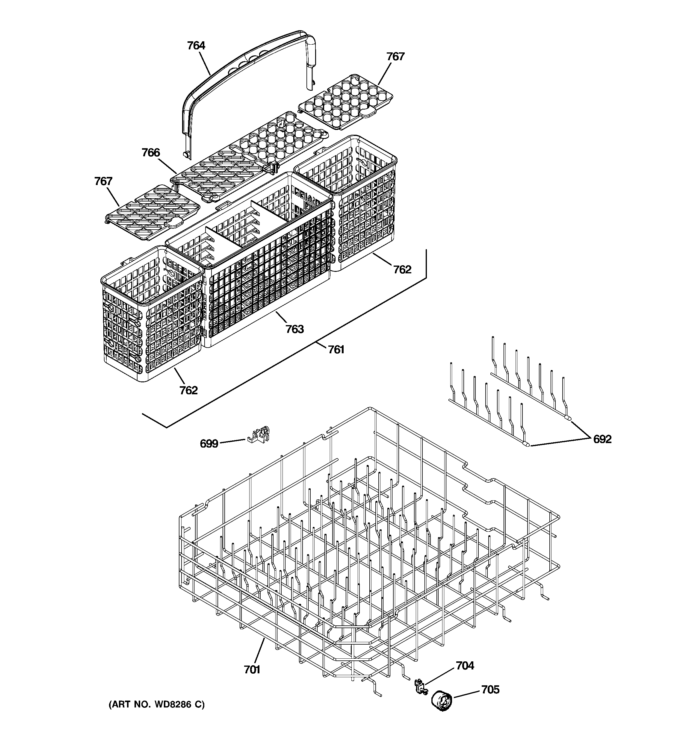 Lower rack assembly