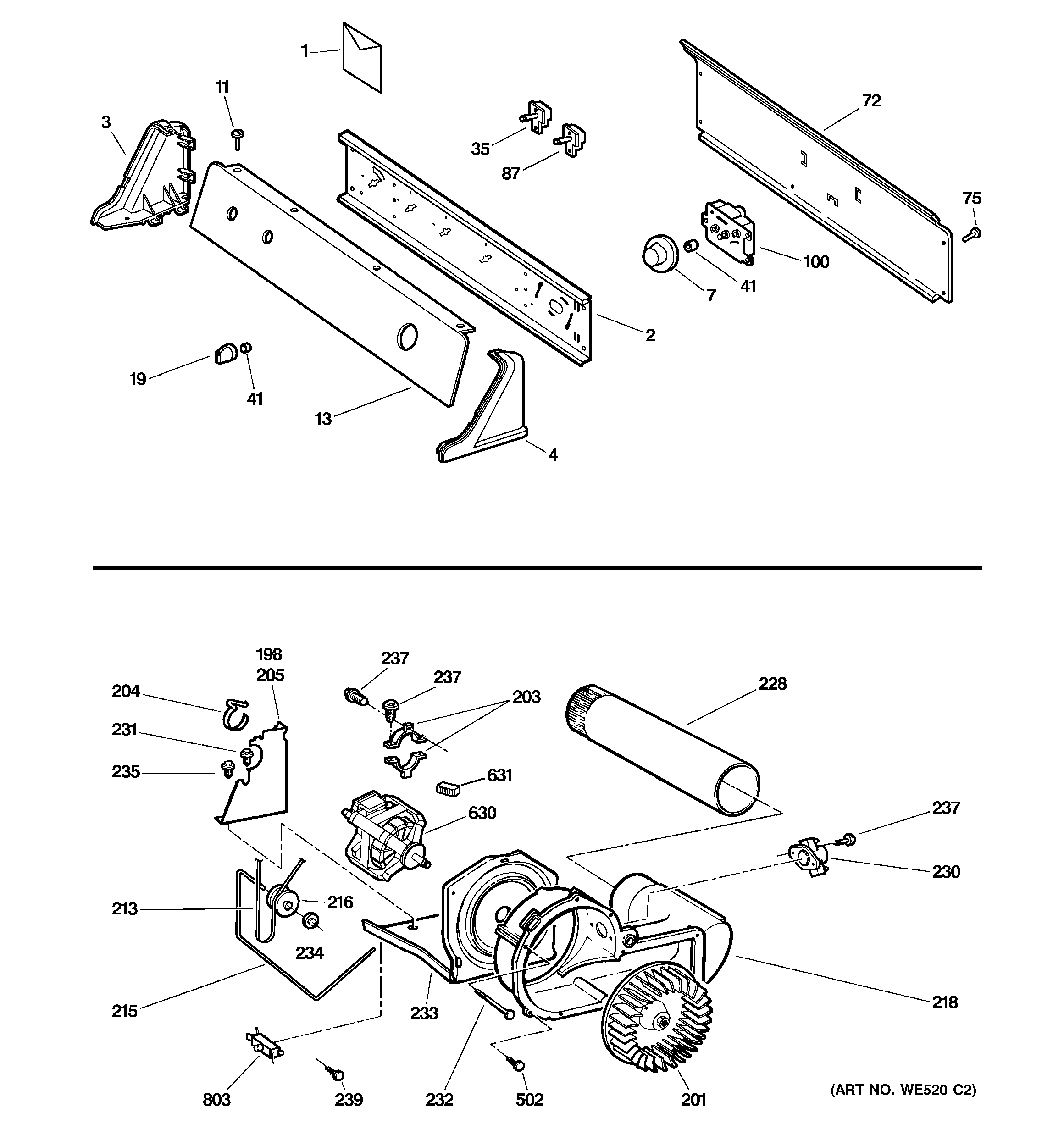 BACKSPLASH, BLOWER & MOTOR