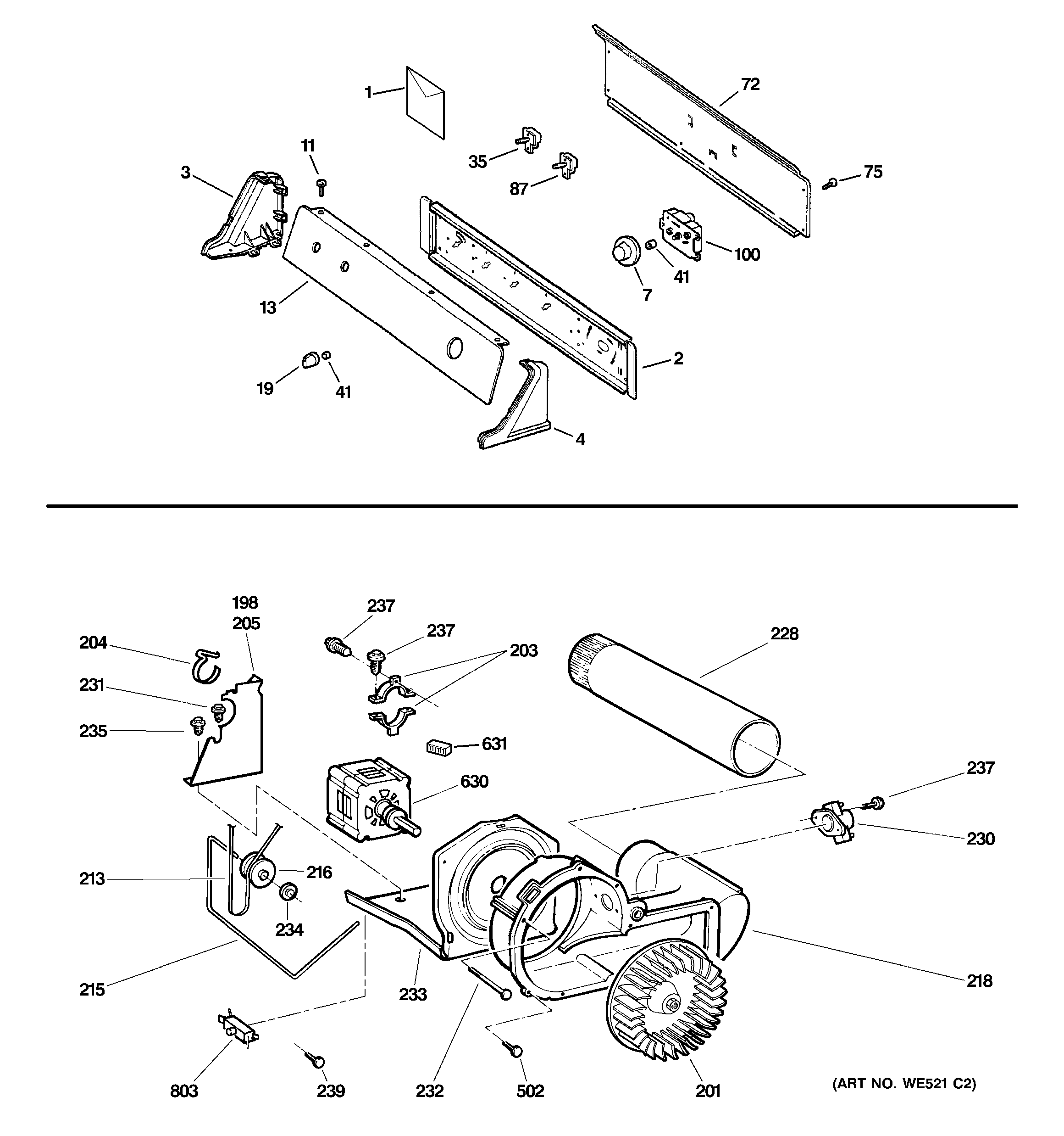 BACKSPLASH, BLOWER & MOTOR