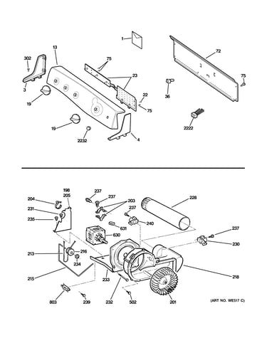 Backsplash, blower & motor