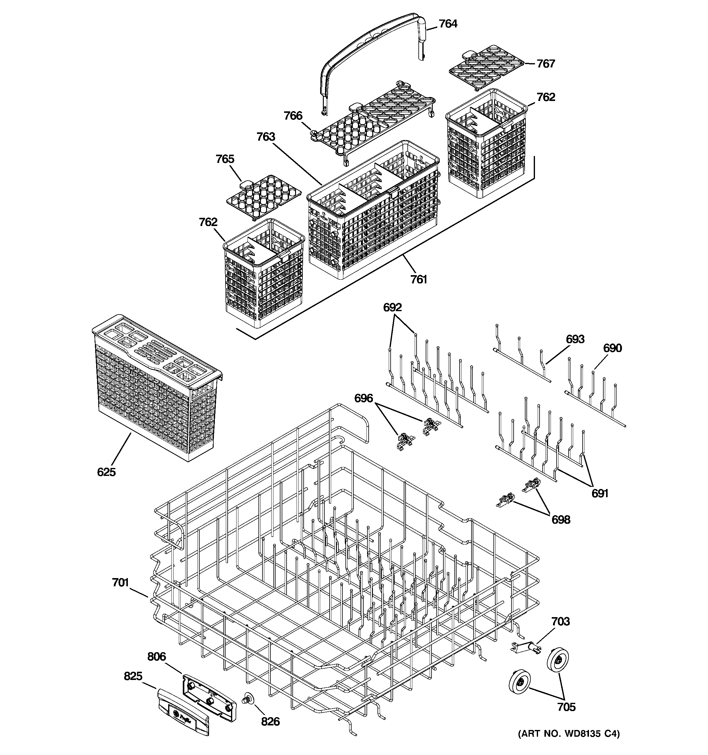 Lower rack assembly