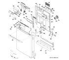 GE PDW9900N00BB escutcheon & door assembly diagram
