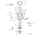 GE WPGT9150H0WW tub, suspension & drive components diagram