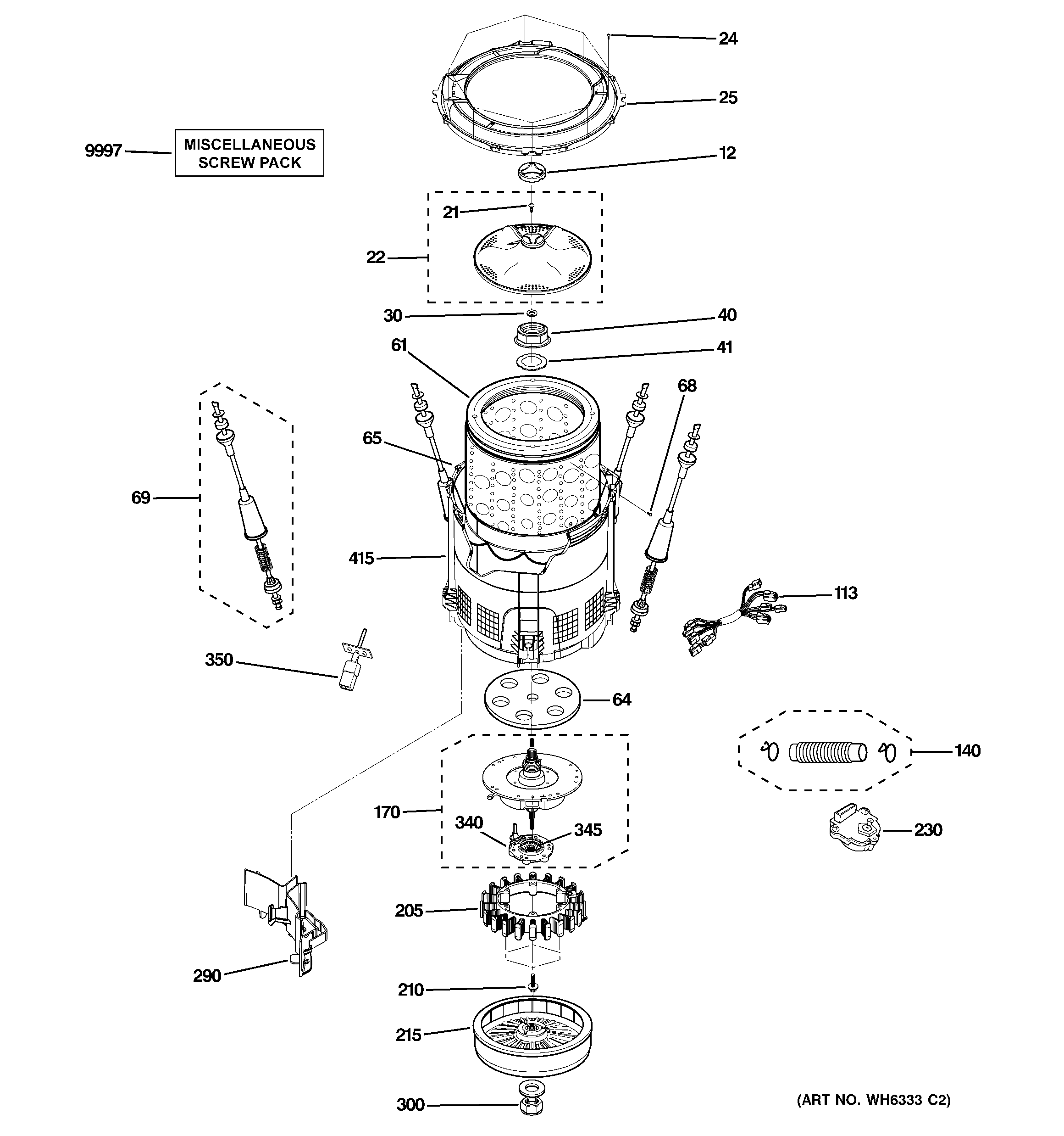 Tub, suspension & drive components
