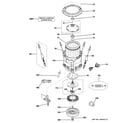 GE WPGT9350C0PL tub, suspension & drive components diagram