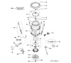 GE WPGT9360C0WW tub, suspension & drive components diagram