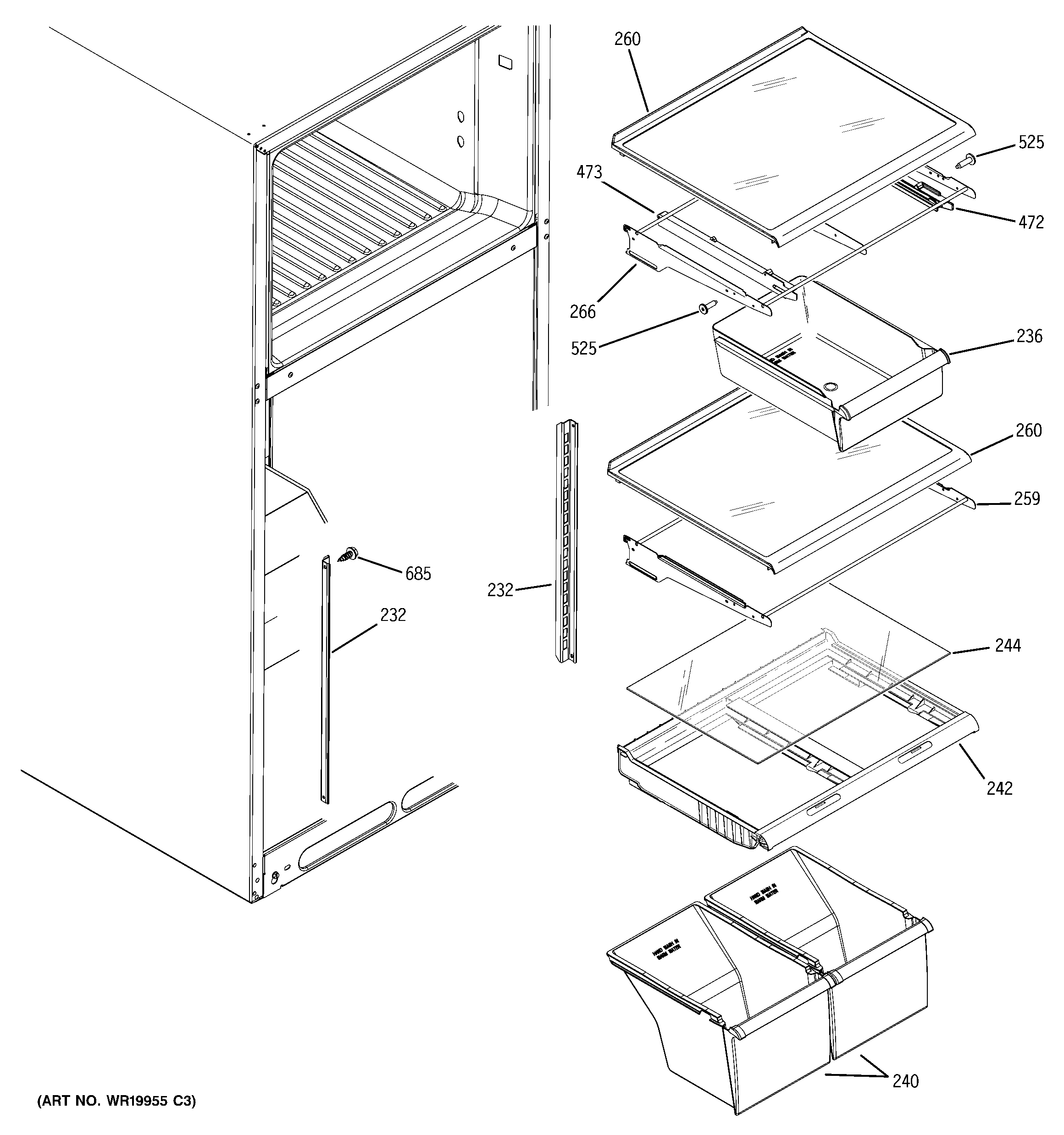 Fresh food shelves