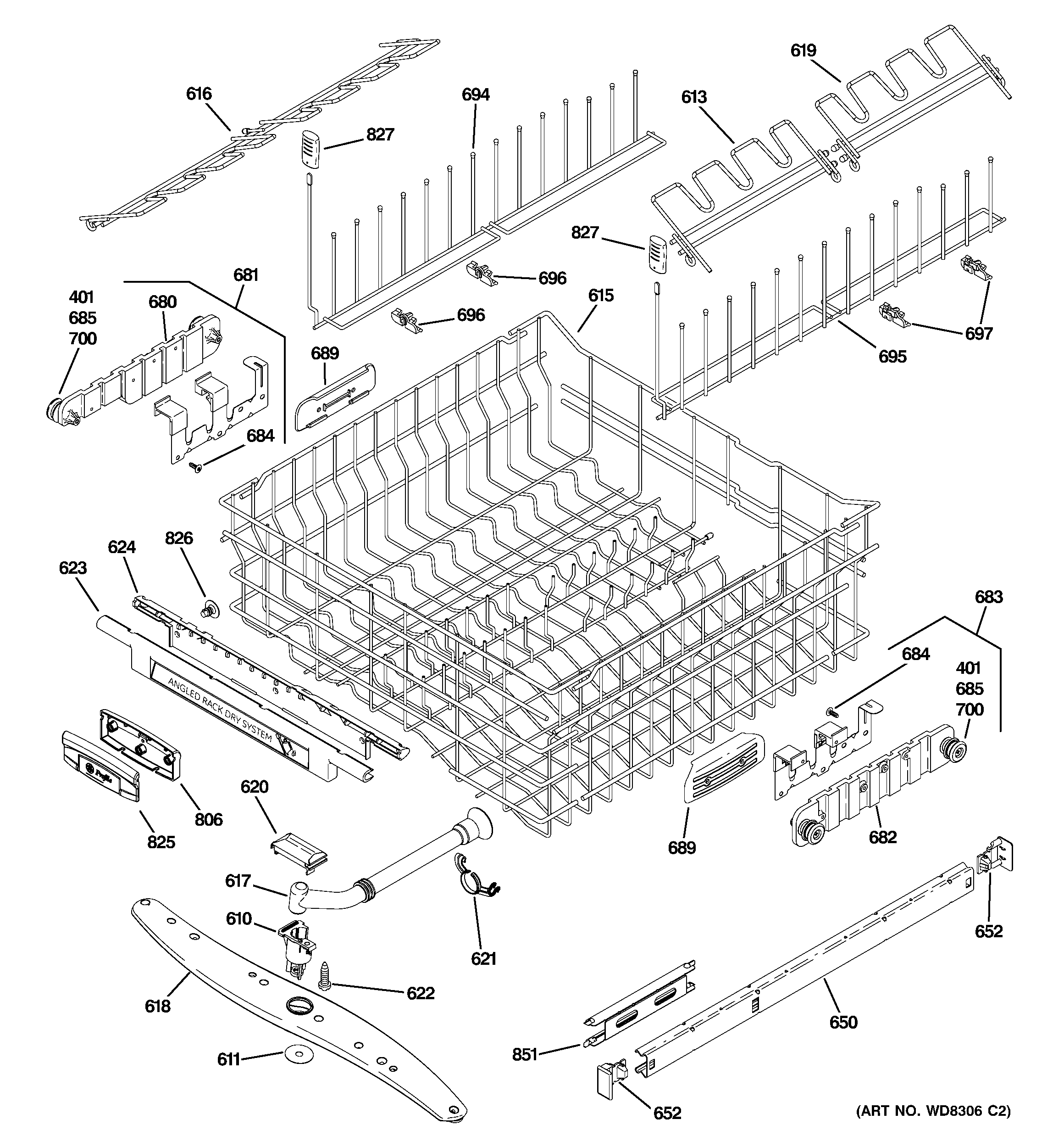 Upper rack assembly