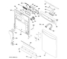 GE PDW7900P00WW escutcheon & door assembly diagram
