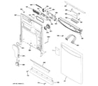 GE PDW7980P00SS escutcheon & door assembly diagram