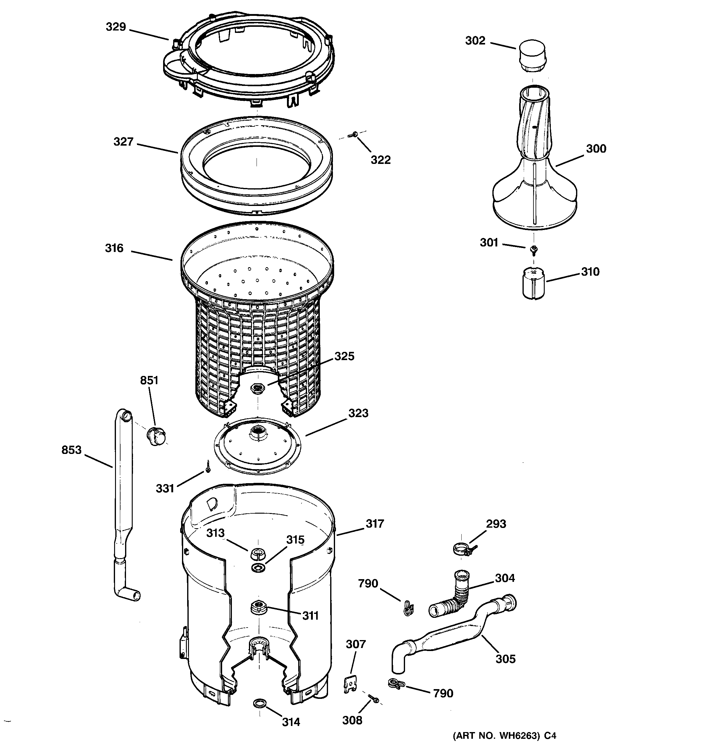 Tub, basket & agitator