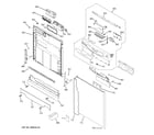 GE GLC4100N00WW escutcheon & door assembly diagram