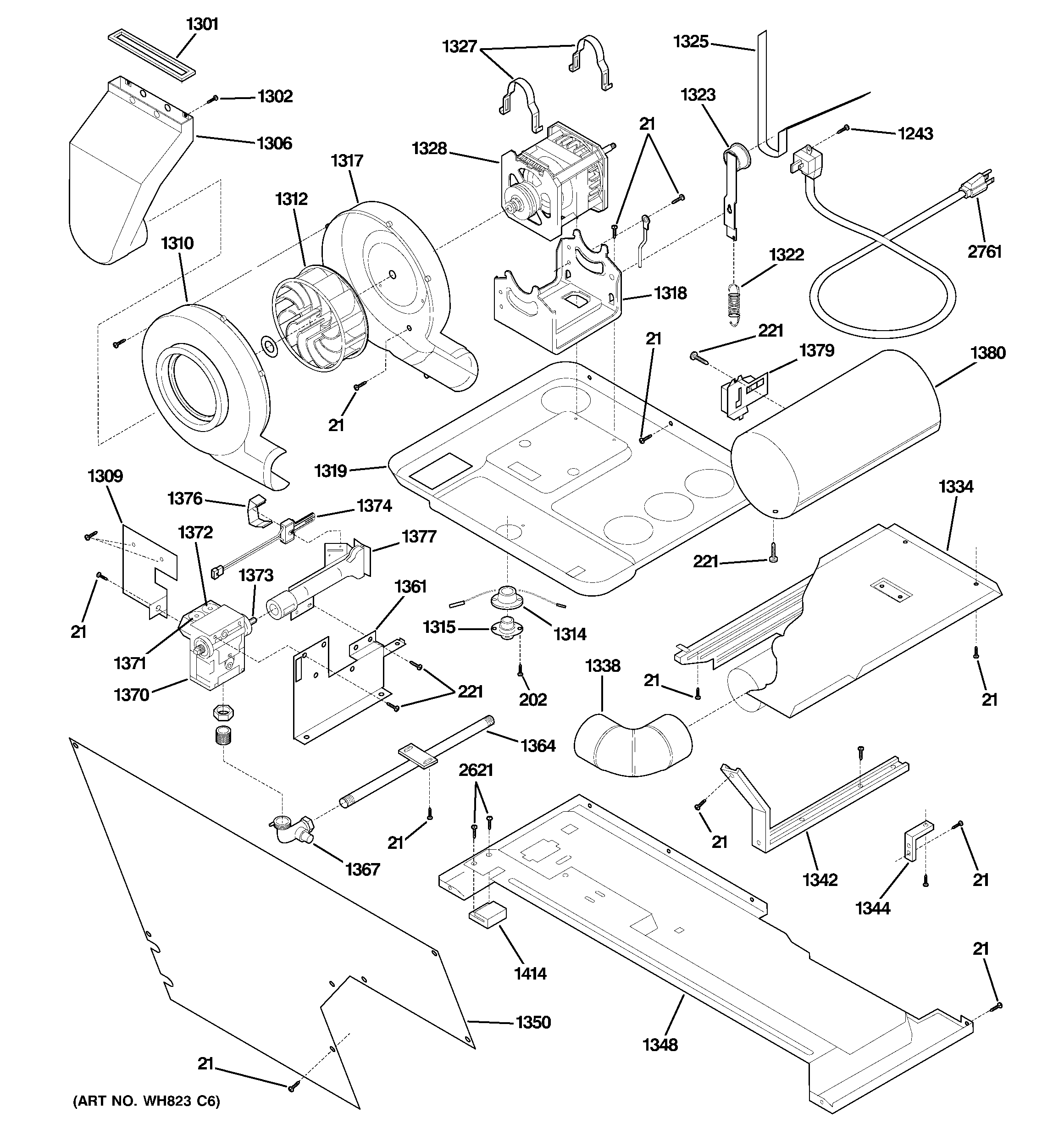 Motor, blower & belt