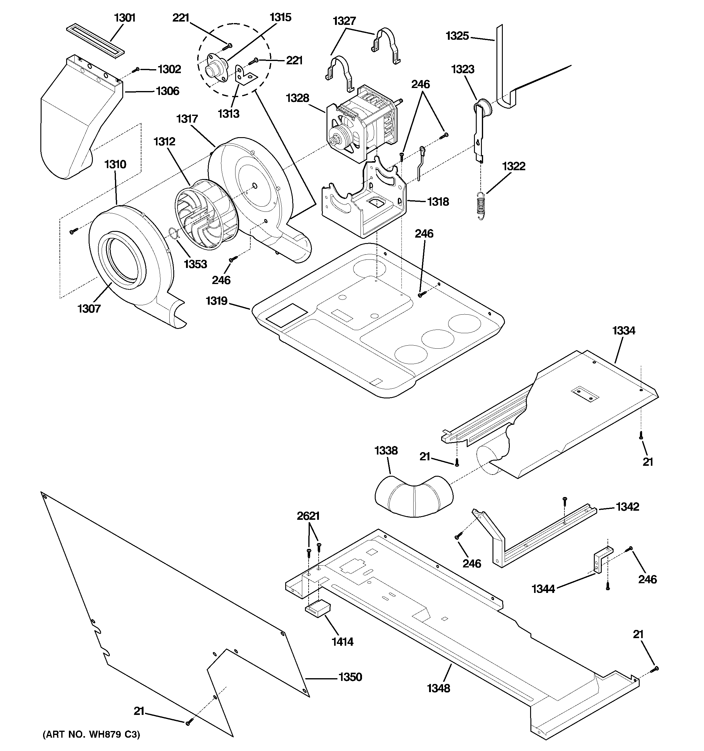 MOTOR, BLOWER & BELT