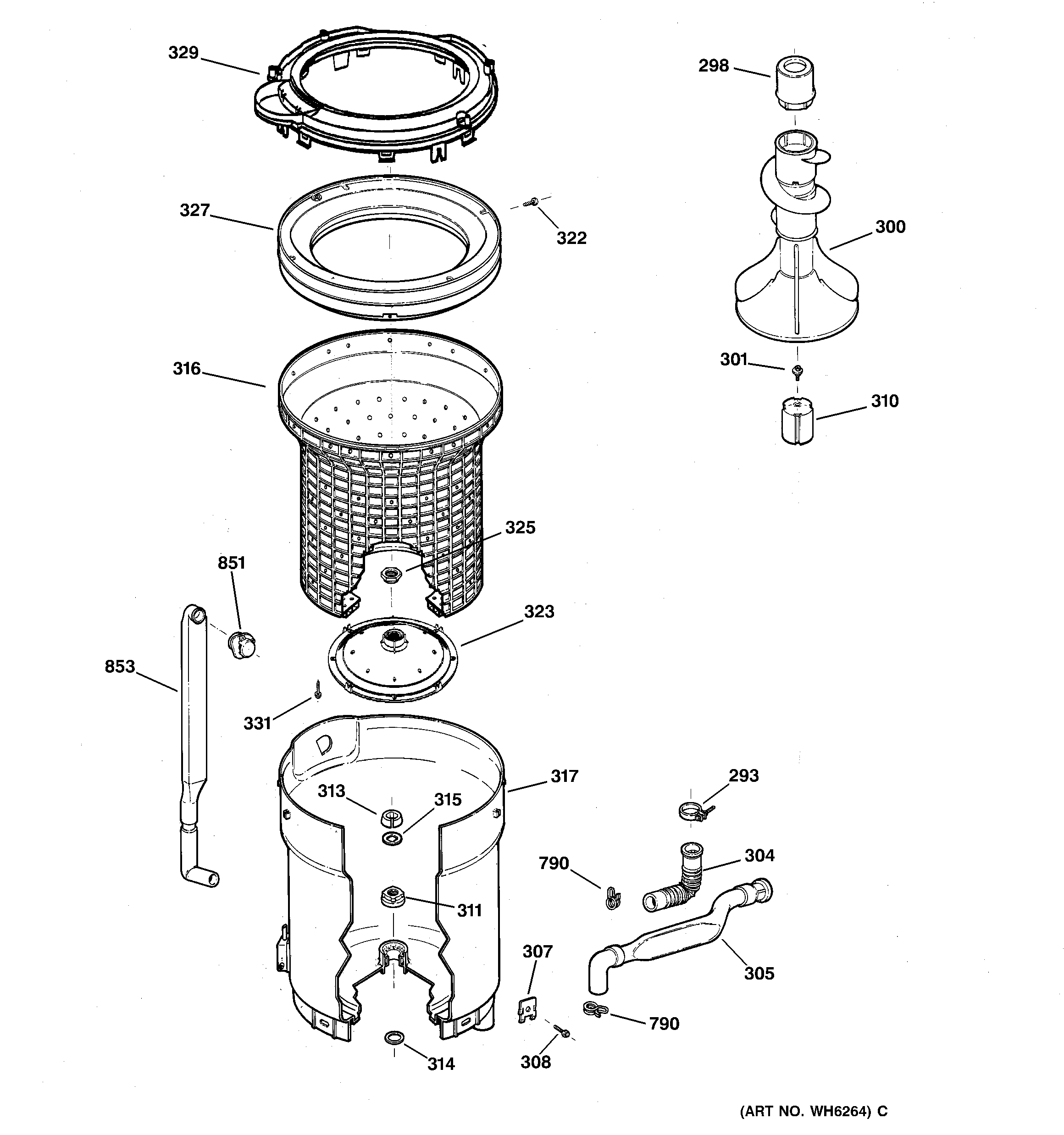 Tub, basket & agitator