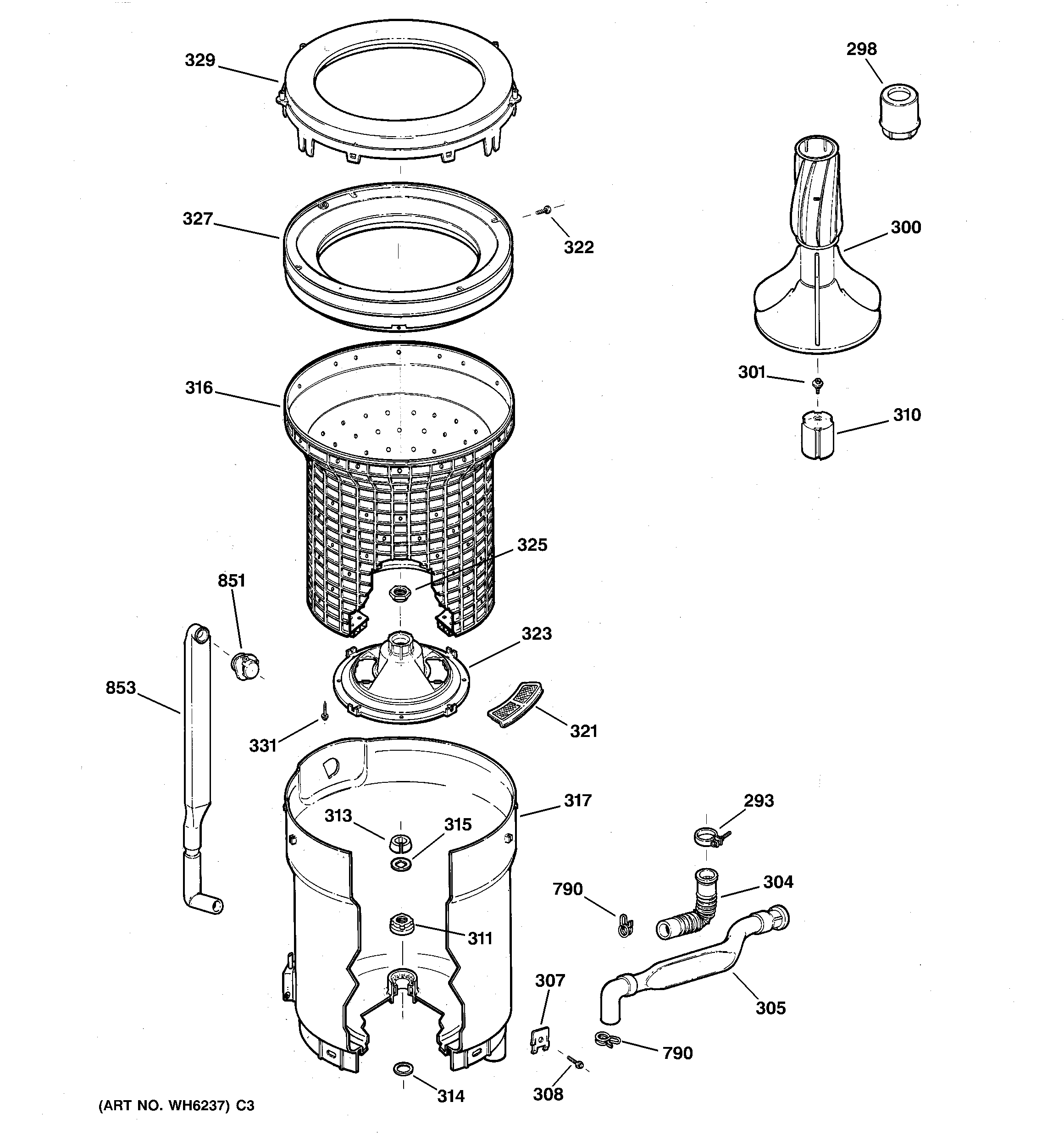 Tub, basket & agitator