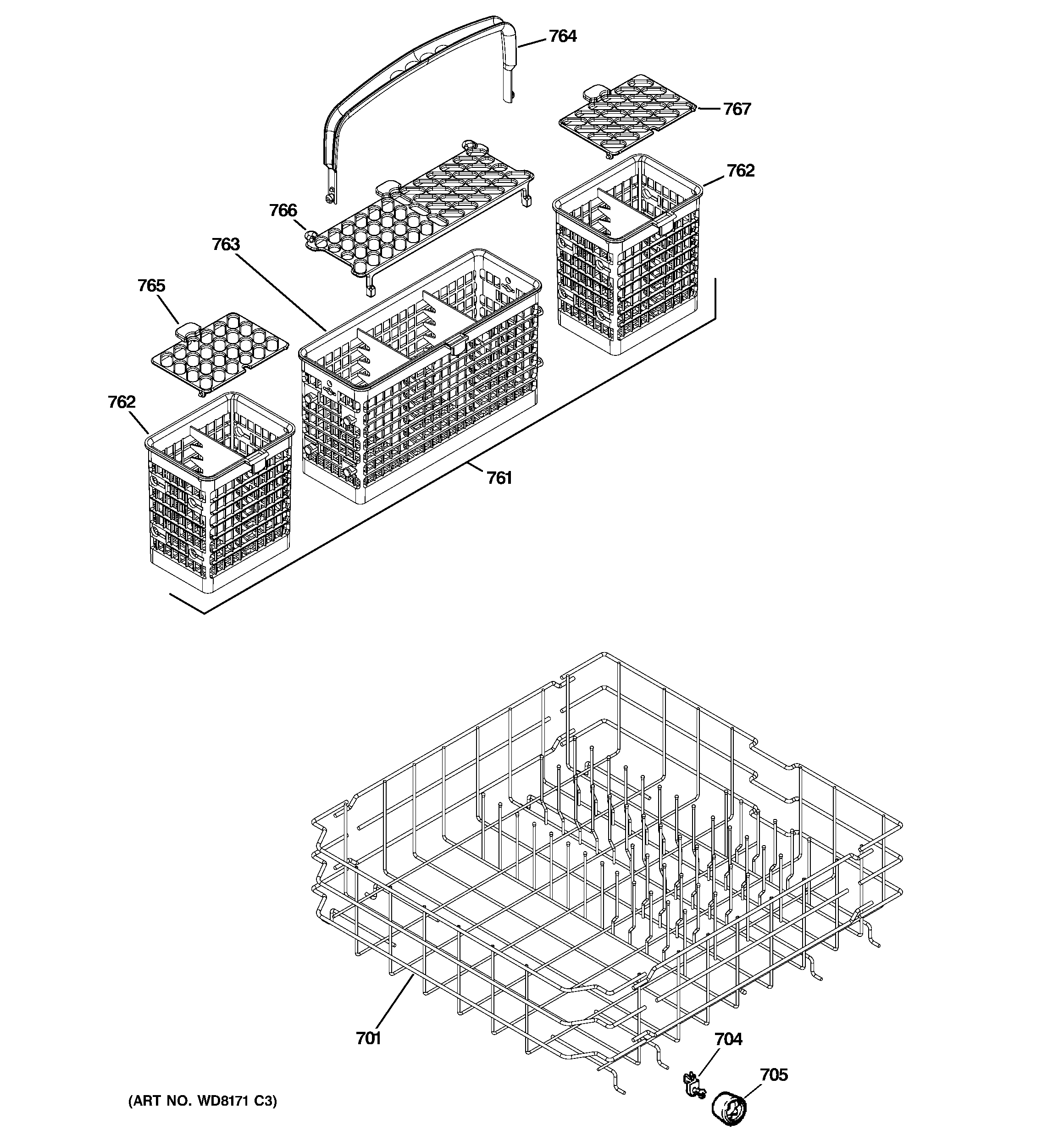 Lower rack assembly