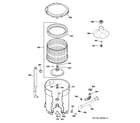 GE WJRE5550K1WW tub, basket & agitator diagram