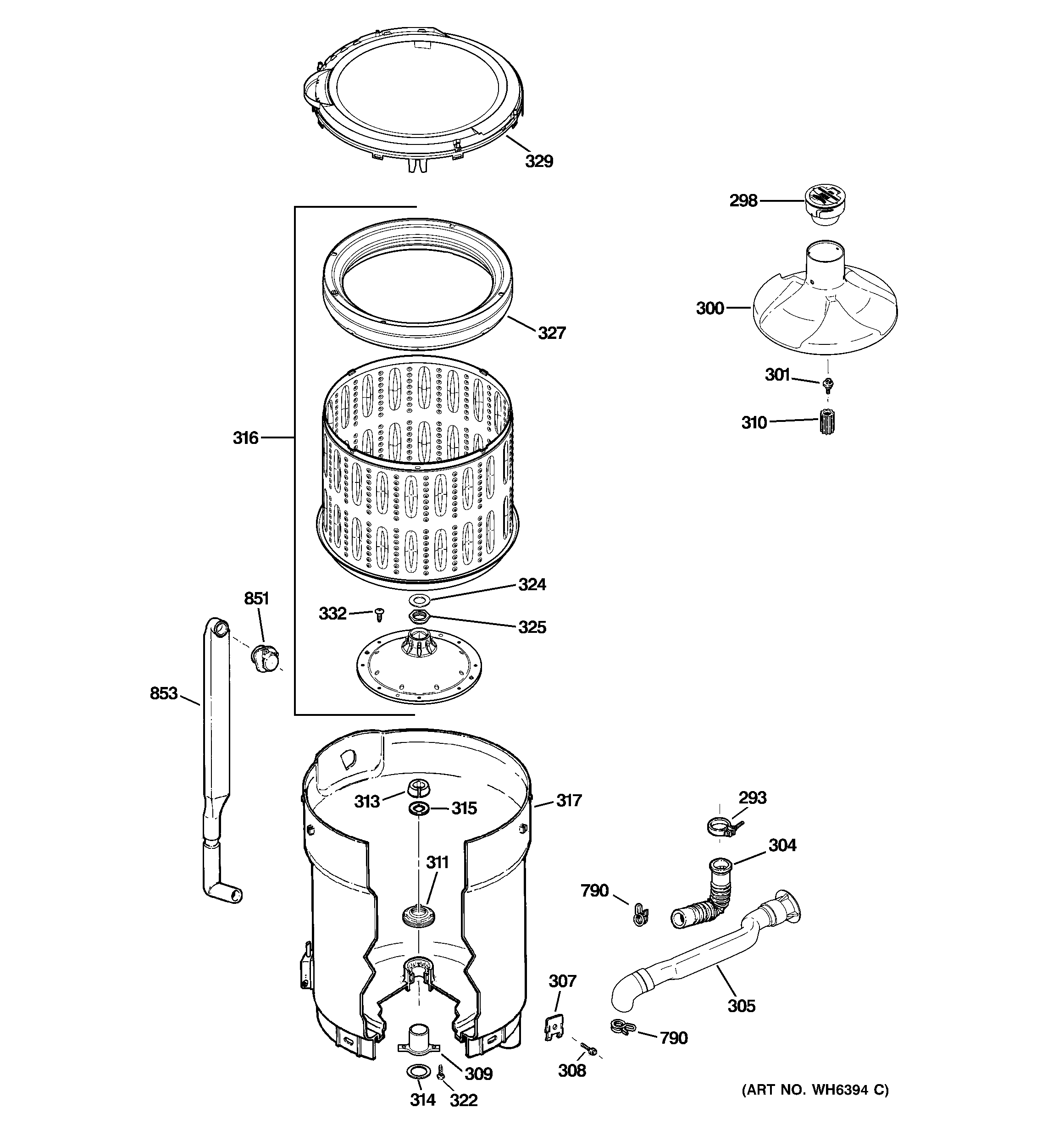 Tub, basket & agitator