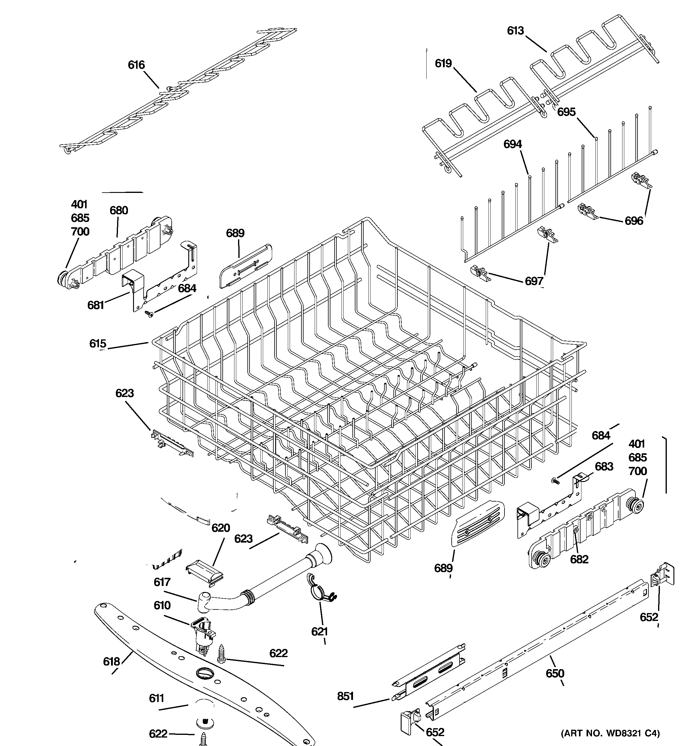 Upper rack assembly