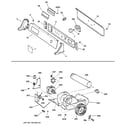 GE DPSQ475GT5AA backsplash, blower & motor assembly diagram