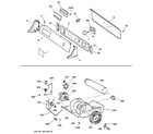 GE DPSQ475GT5AA backsplash, blower & motor assembly diagram