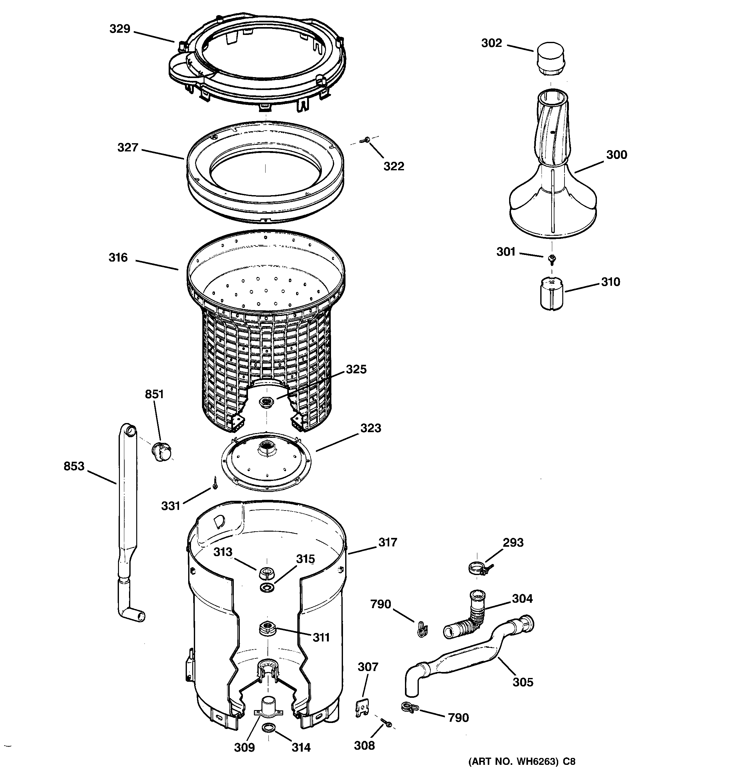 Tub, basket & agitator