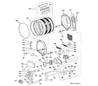GE DPGT650GH0WW drum, motor & blower diagram
