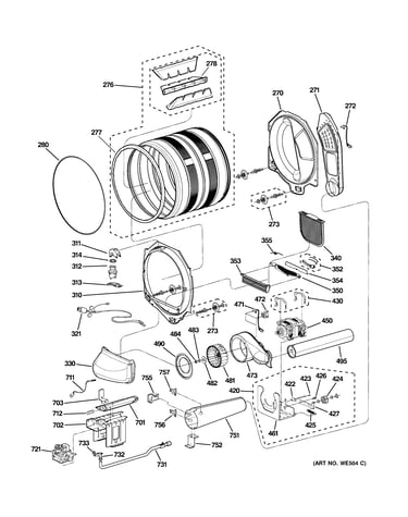 Drum, motor & blower