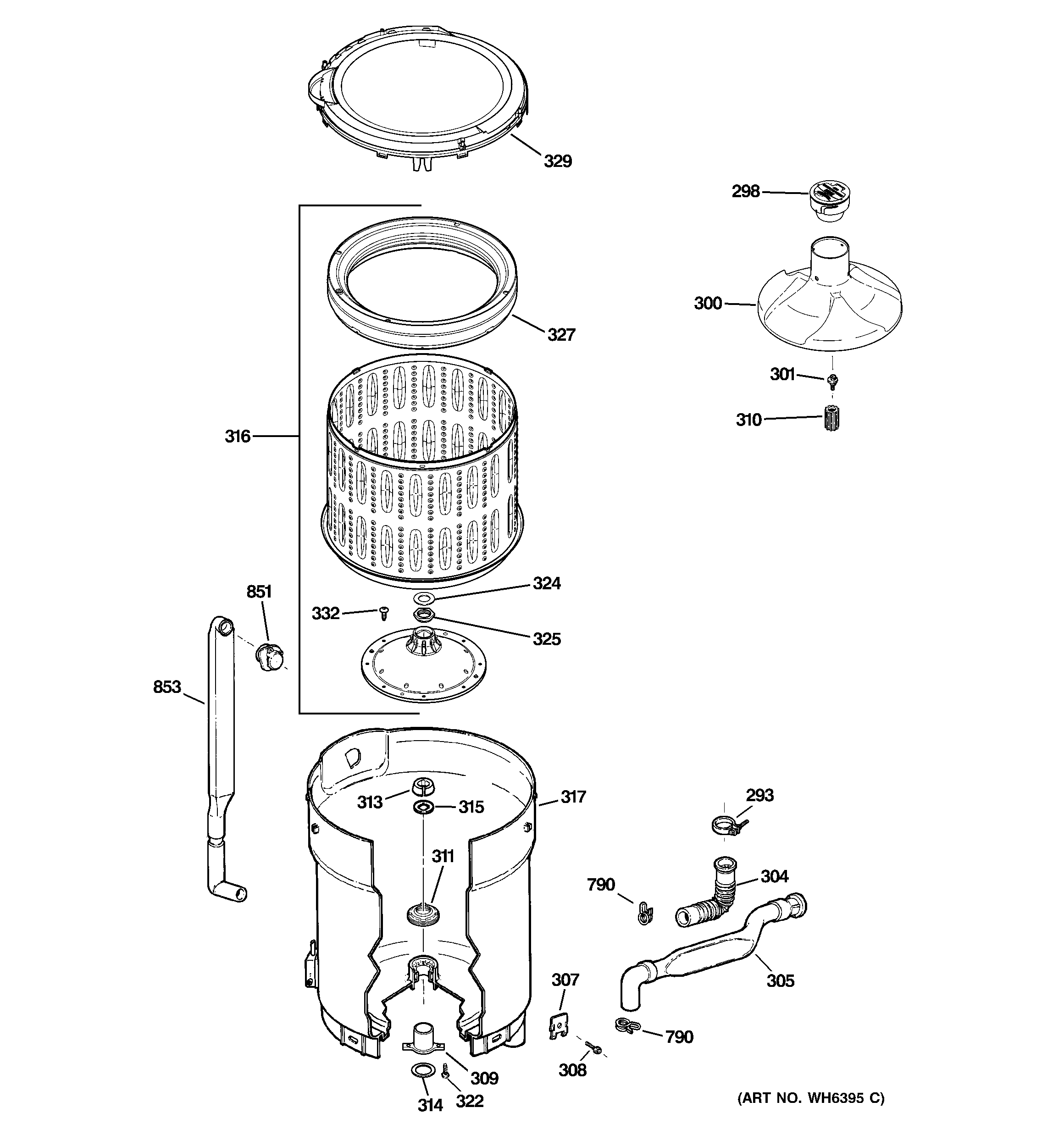 Tub, basket & agitator