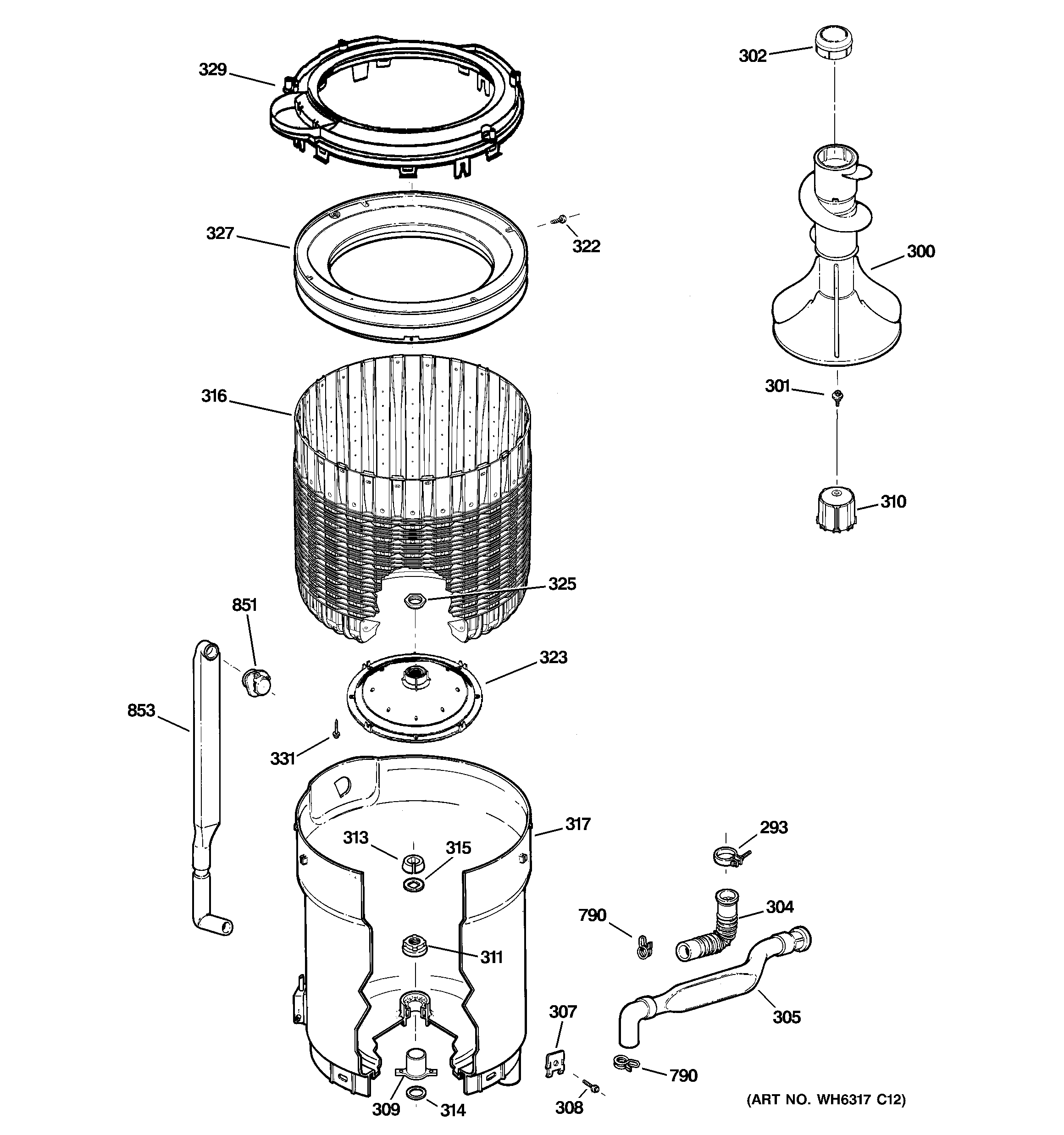 Tub, basket & agitator