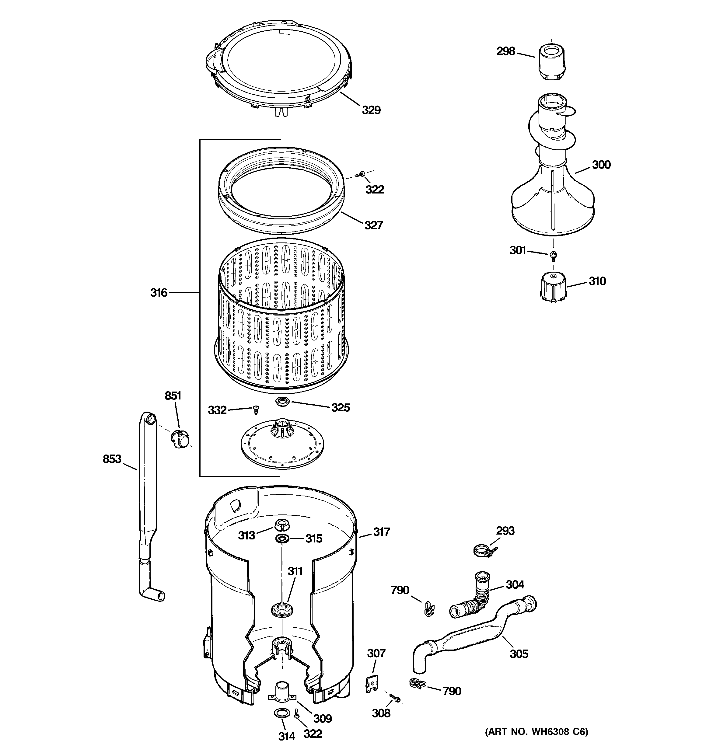 Tub, basket & agitator