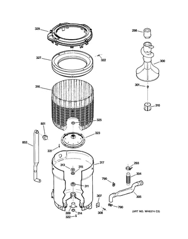 Tub, basket & agitator