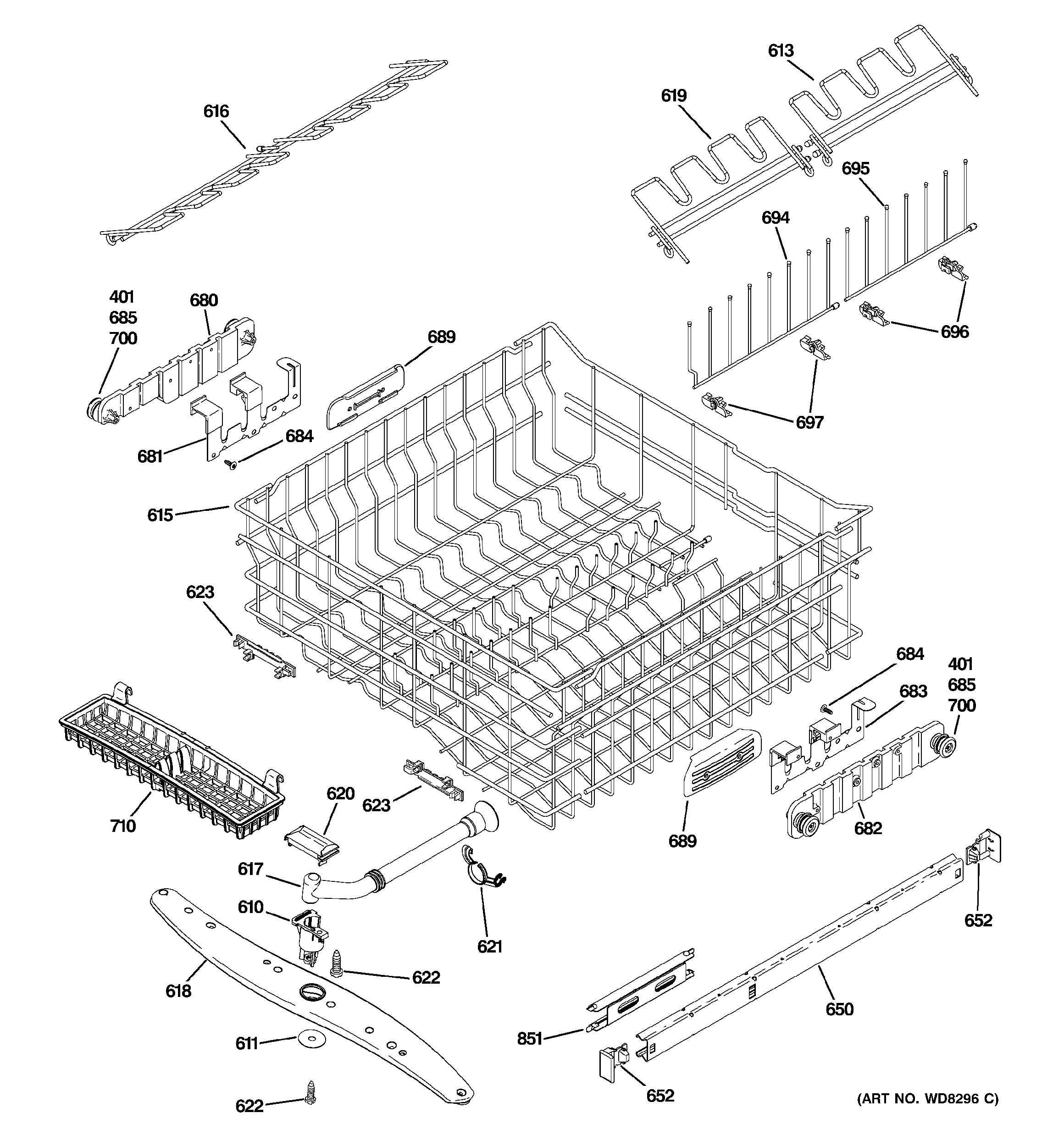 Upper rack assembly