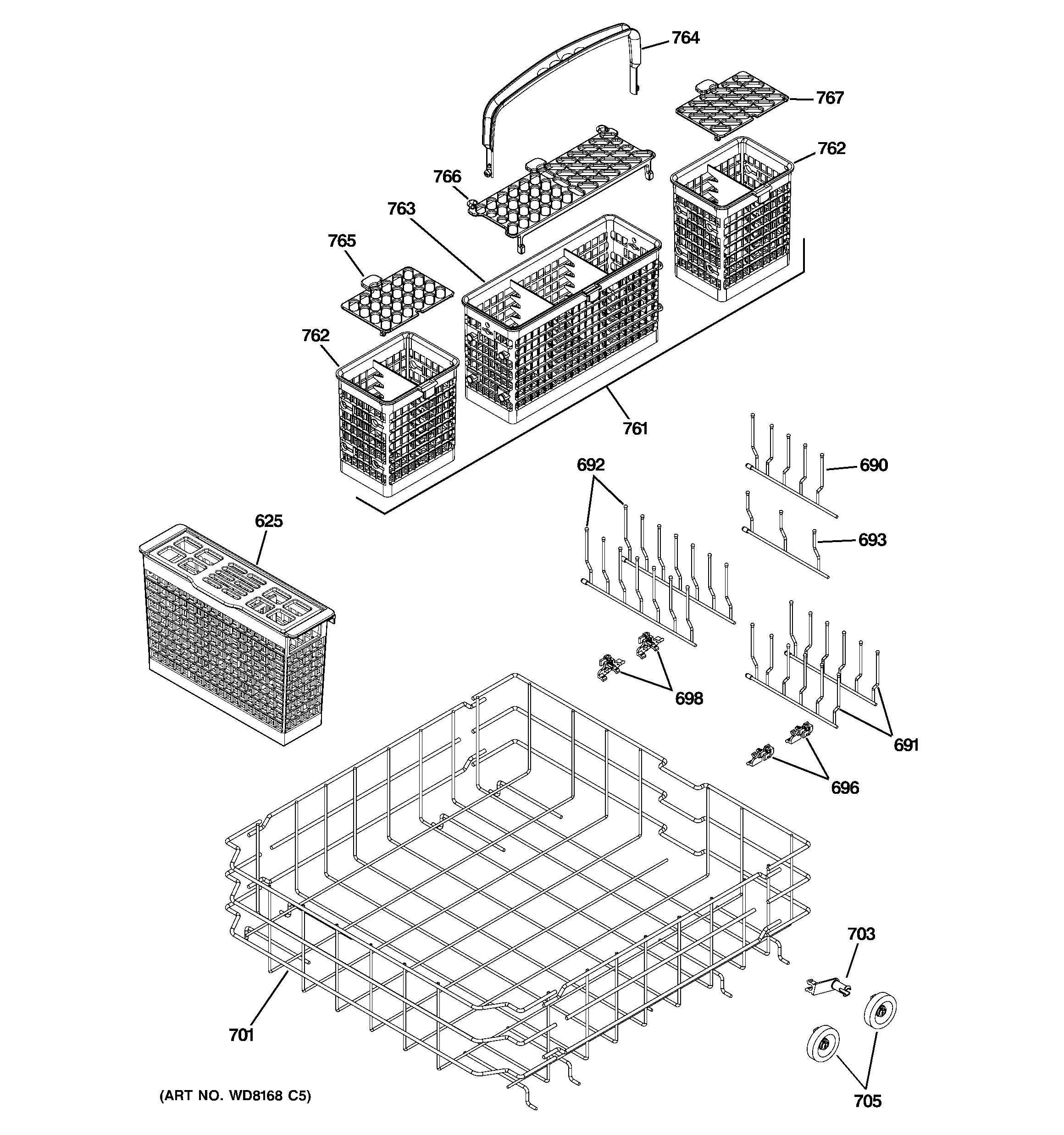 Lower rack assembly