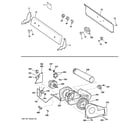 GE DBXR300EG6WS backsplash, blower & motor assembly diagram