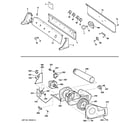 GE DISR473CG6WW backsplash, blower & motor assembly diagram