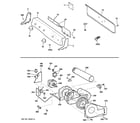 GE DPSE810GG8WT backsplash, blower & motor assembly diagram